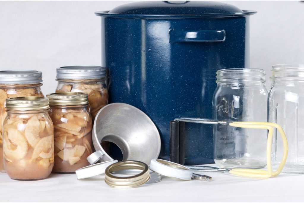 canning kit and canned goods
