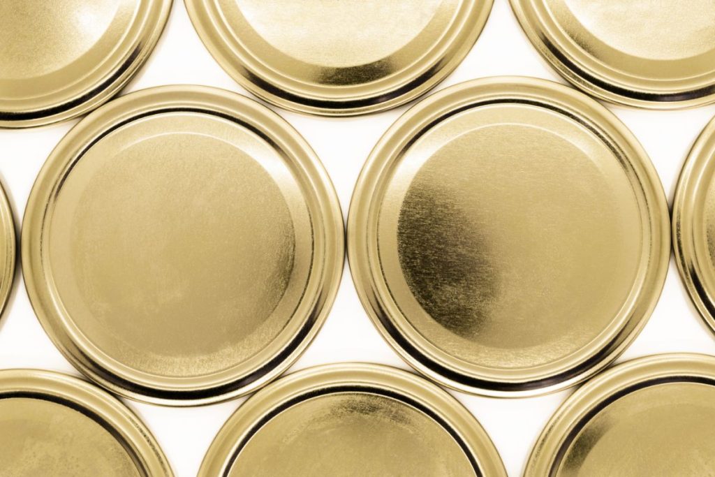 Gold metal single use canning lids