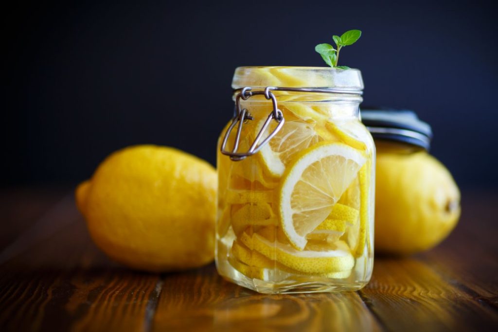 Lemon slices in glass canning jar