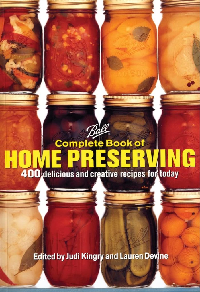 Photo of the cover of the Ball "Canning Book of Home Preserving".