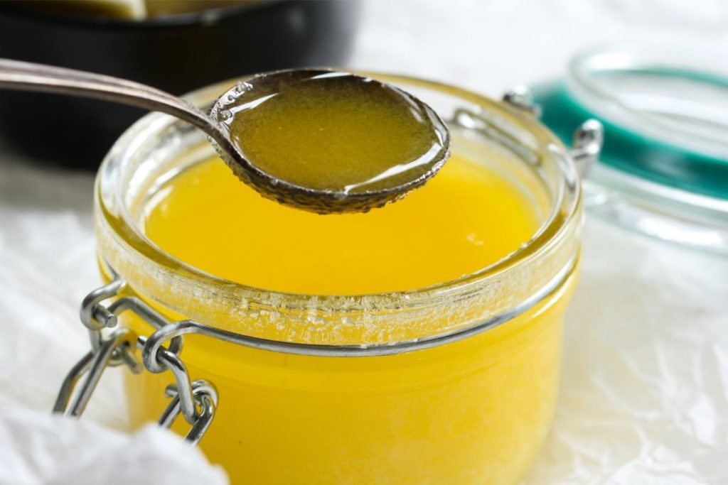 Melted butter in canning jar
