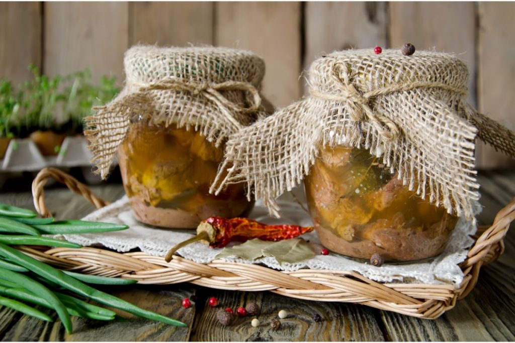 Jars of canned beef