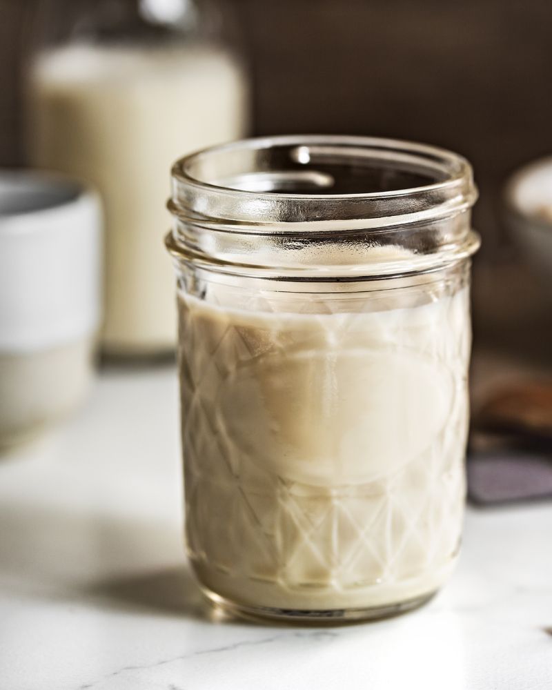 Milk in an open canning jar