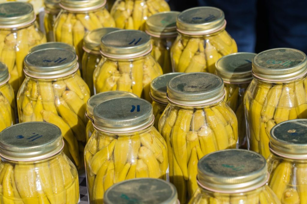 Pressure canned okra in quart jars