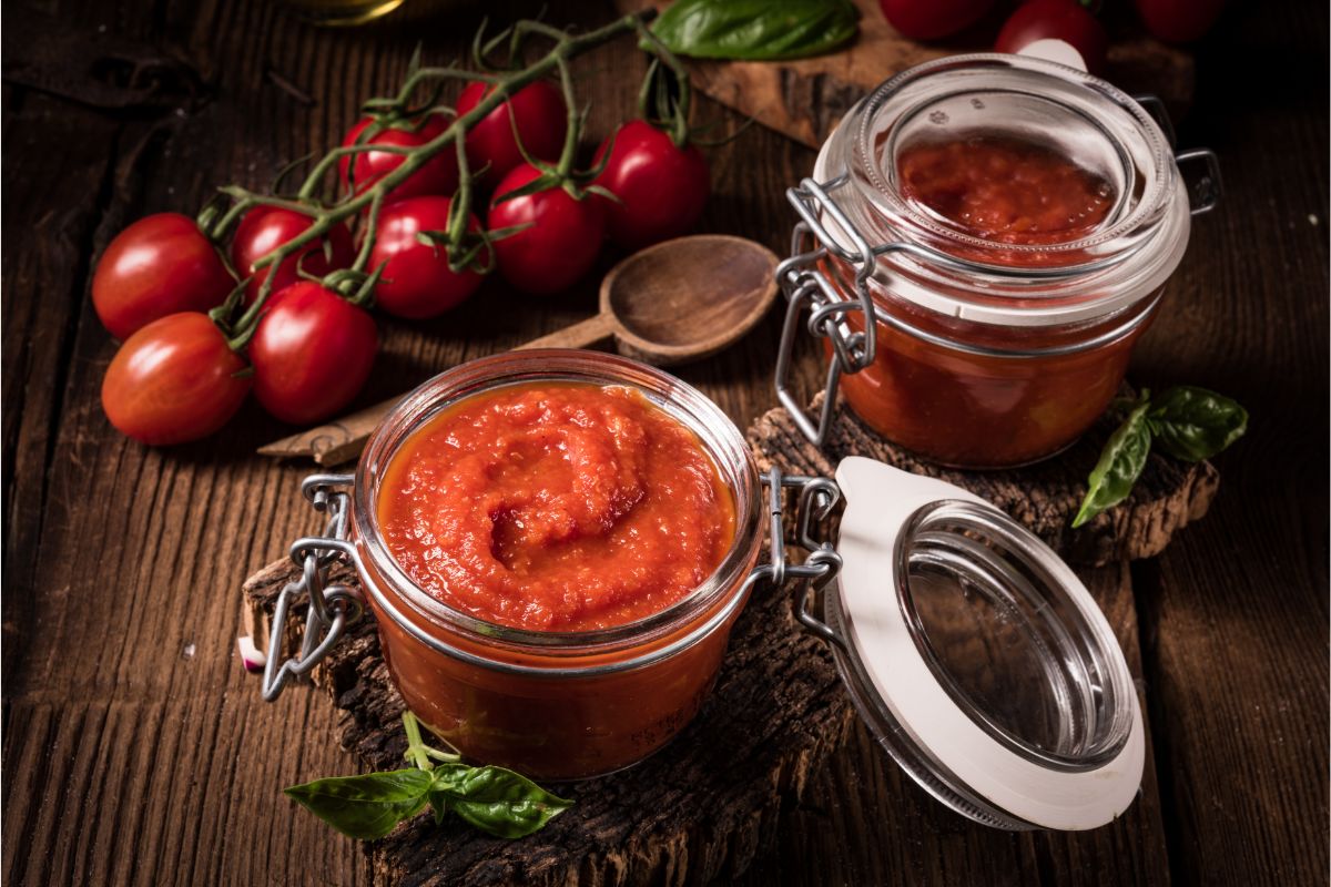 tomato paste in canning jars