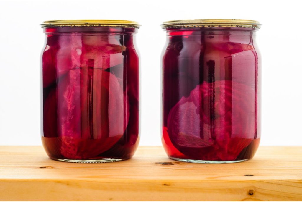 Two jars of pressure canned beets