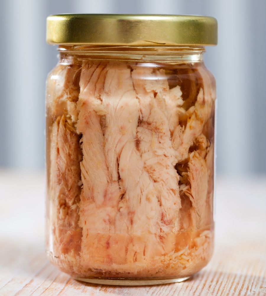 Pressure canned salmon in canning jar