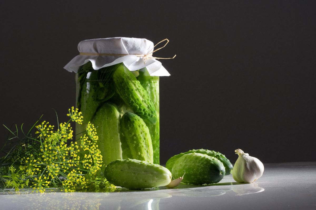 dill pickles with garlic