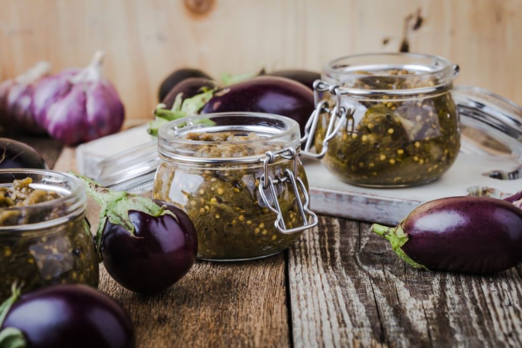 Making Eggplant Pickles and Canning Eggplant