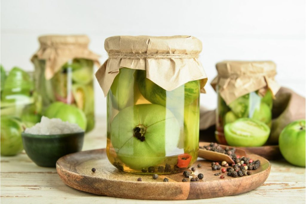 Whole canned green tomatoes