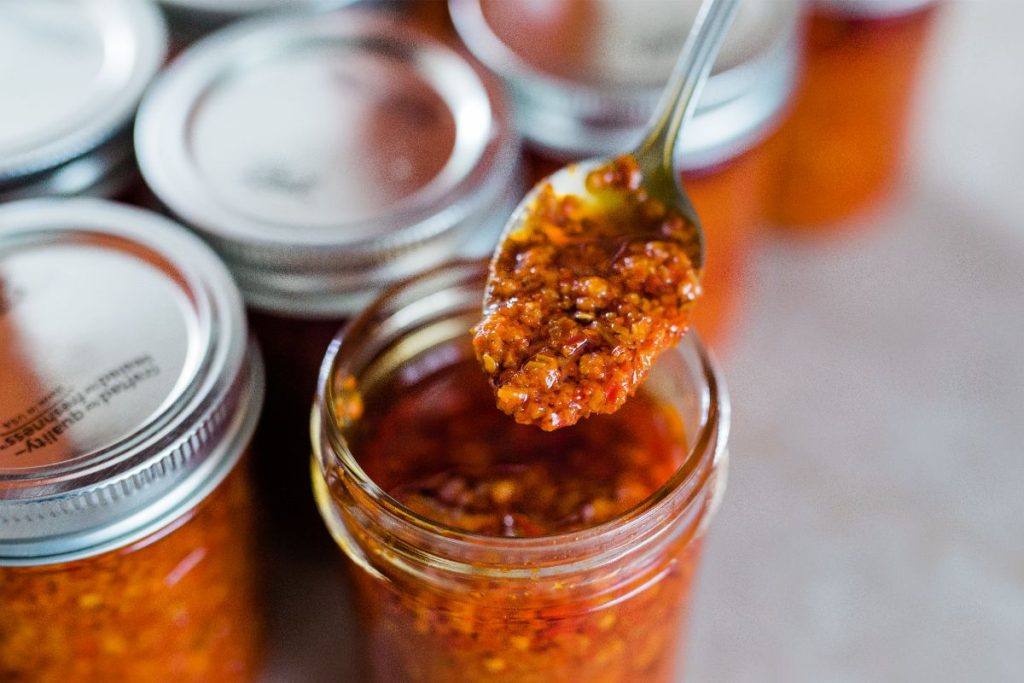 Pressure canned hot dog chili jars