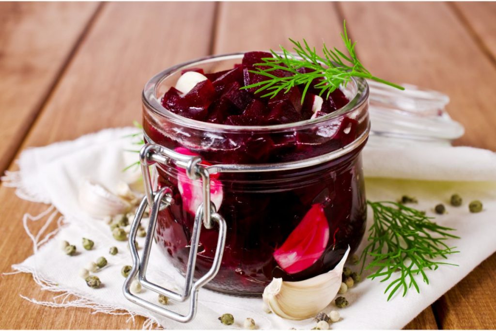 Small jar of diced pickled beets