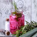 Red pickled onions and thyme