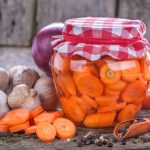 Pickled carrots in a jar