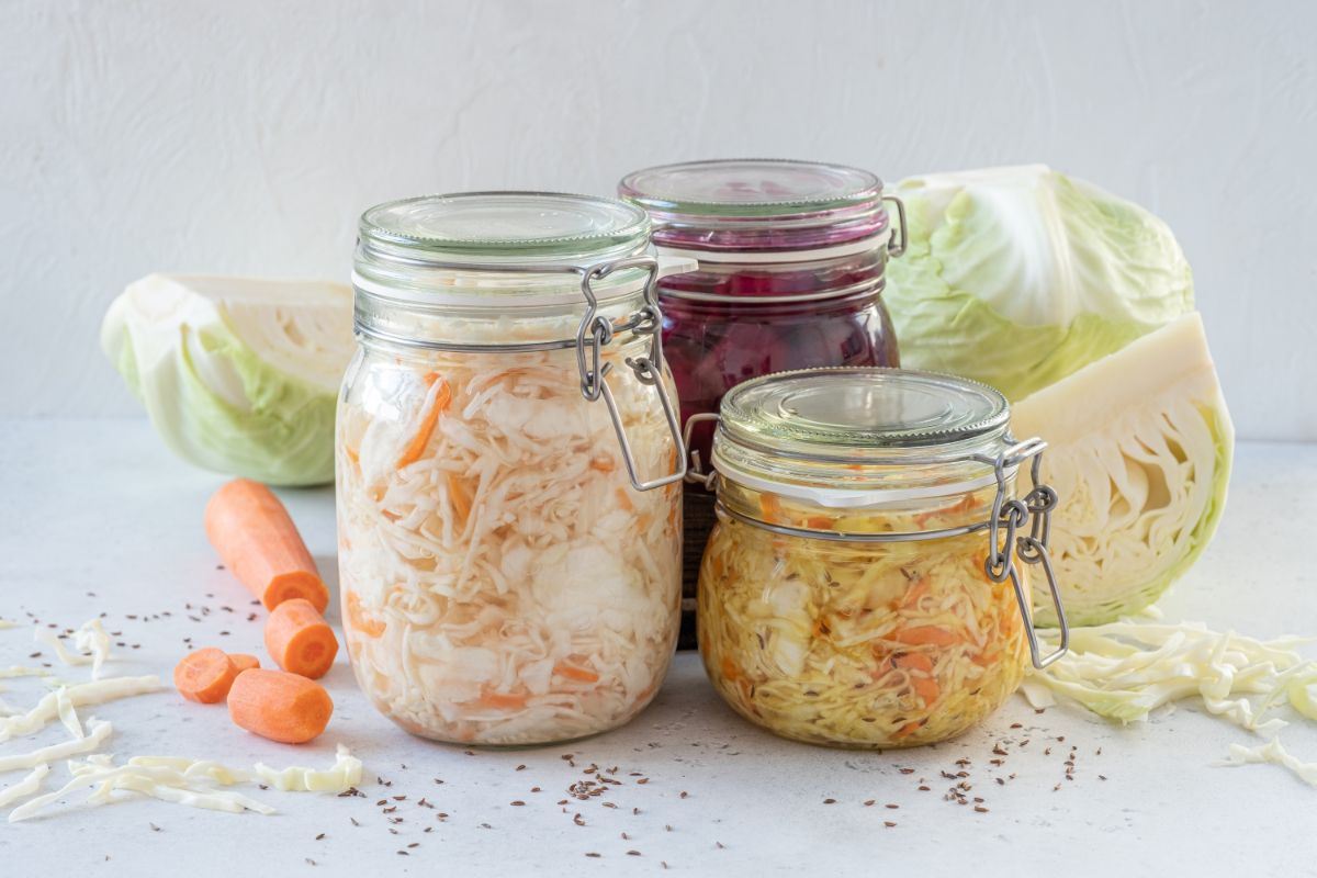 Jars of different types of coleslaw