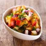 Peach salsa in a bowl