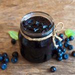 Blueberry pie filling in a jar